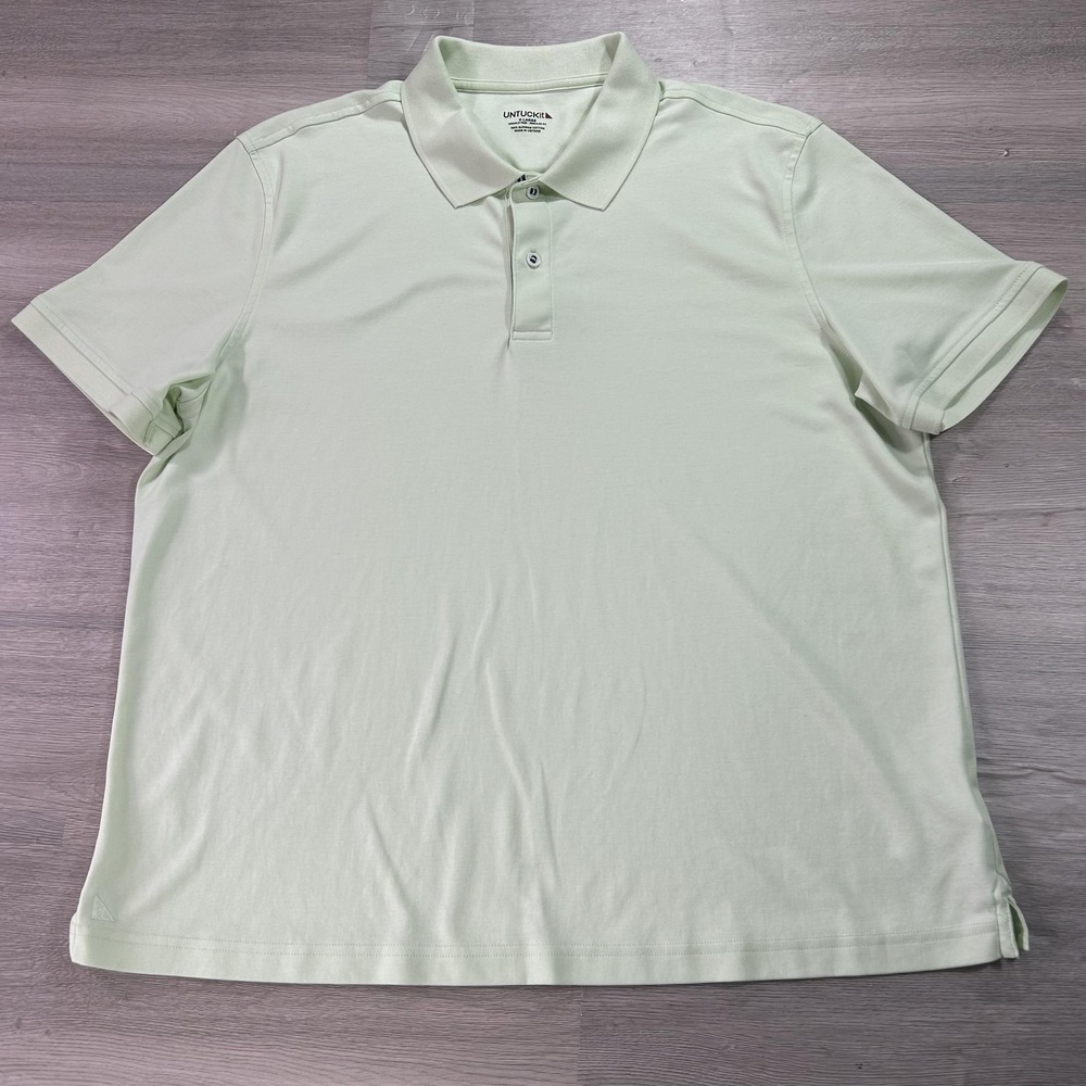UNTUCKit Polo Shirt Mens Extra Large Green Damaschino Supima Cotton Wrinkle Free